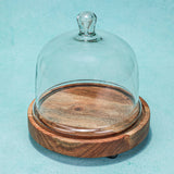 Sugary Affair Acacia Wood Cake Stand with Glass Dome
