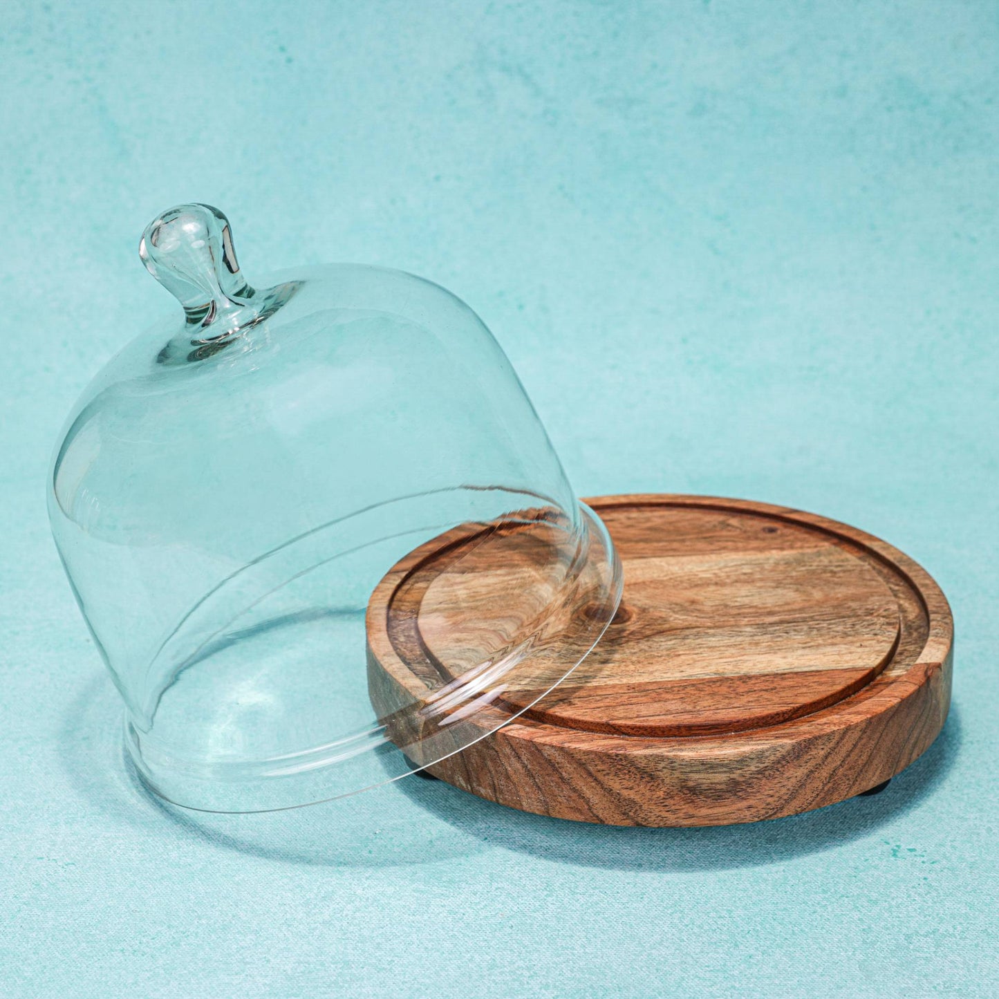 Sugary Affair Acacia Wood Cake Stand with Glass Dome
