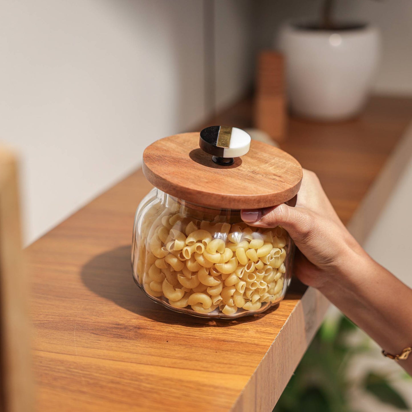 Halo Glass Jar with Wooden Lid