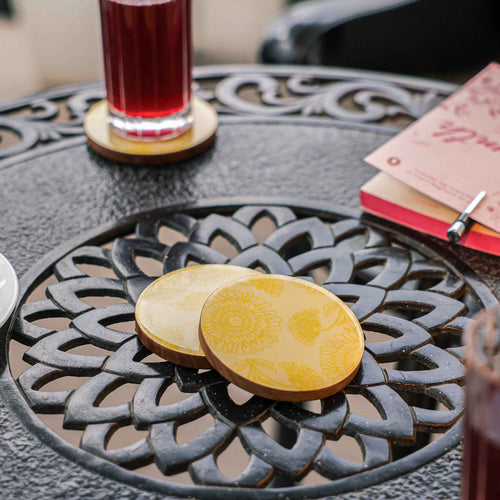 Golden Bloom Coasters (Set of 4)