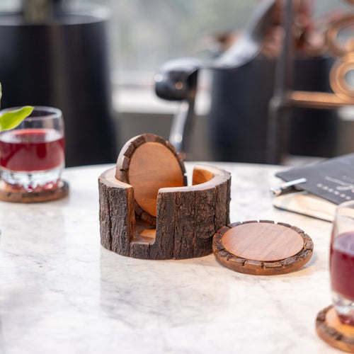 Vriksha Coasters with Holder (Set of  4)