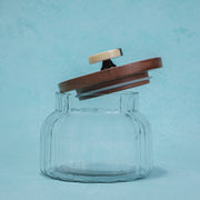 Bubble Glass Jar with Wooden Lid