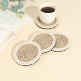 Jute Coasters (Set of 4) - Natural Fiber Coasters for Coffee, Tea, and More