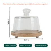 Sugar Shell Acacia Wood cake Stand with Glass Dome