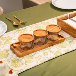 Scoop Glass Jars with Tray and Spoon