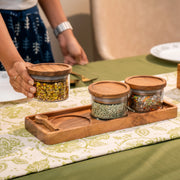Scoop Glass Jars with Tray and Spoon