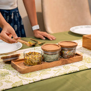 Scoop Glass Jars with Tray and Spoon