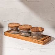 Scoop Glass Jars with Tray and Spoon