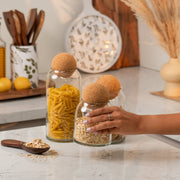 Crest Glass Jars with Cork Lid (Set of 3)