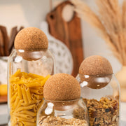 Crest Glass Jars with Cork Lid (Set of 3)