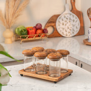 Zest Set of 6 Glass Jars with Acacia Wood Airtight Lids and Tray