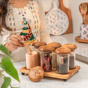 Zest Set of 6 Glass Jars with Acacia Wood Airtight Lids and Tray