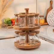 Masara Rotating Spice Rack with Jars with Airtight Lids