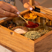 Sugandha Acacia Wood & Brass Masala Box