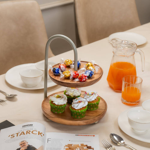 KeshArc Two-Tier Multipurpose Serving Stand