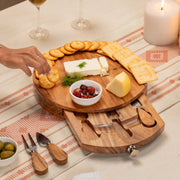 Curata Acacia Wood Multipurpose Cheese Board with Metal Cutlery Set
