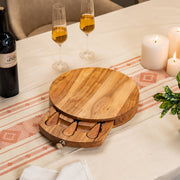 Curata Acacia Wood Multipurpose Cheese Board with Metal Cutlery Set