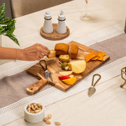 Savora Acacia Wood Cheese Board with Metal Cutlery Set