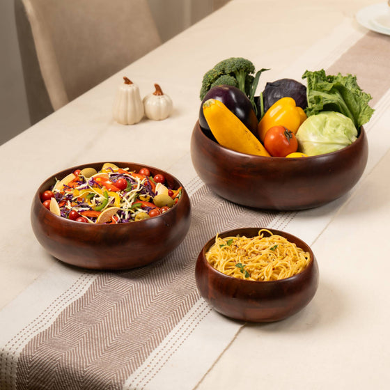 Mrida Acacia Wood Multipurpose Bowls (Set of 3)