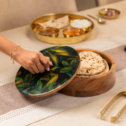 Pallav Acacia Wood Roti Box with Metal Tong