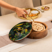 Pallav Acacia Wood Roti Box with Metal Tong