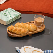 Sanjh Acacia Wood Serving Tray with Glass Cup