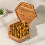 Rasika Acacia Wood & Brass Masala Box