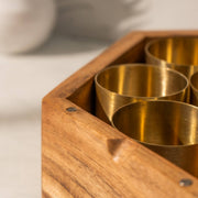 Rasika Acacia Wood & Brass Masala Box