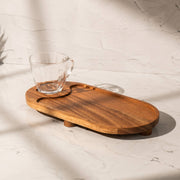 Sanjh Acacia Wood Serving Tray with Glass Cup