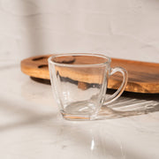 Sanjh Acacia Wood Serving Tray with Glass Cup