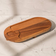 Sanjh Acacia Wood Serving Tray with Glass Cup