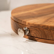 Curata Acacia Wood Multipurpose Cheese Board with Metal Cutlery Set