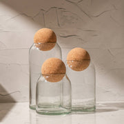 Crest Glass Jars with Cork Lid (Set of 3)