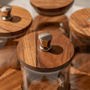 Sheen Set of 4 Glass Jars with Acacia Wood Airtight Lid and Tray