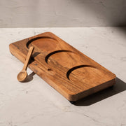 Savor Set of 3 Glass Jars with Acacia Wood Airtight Lids, Spoon and Tray