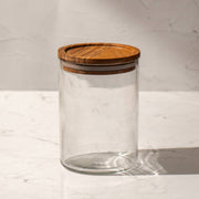 Trine Set of 3 Glass Jars with Acacia Wood Airtight Lids and Tray