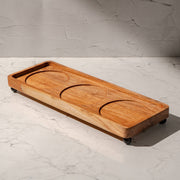 Trine Set of 3 Glass Jars with Acacia Wood Airtight Lids and Tray