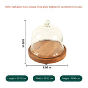 Sweet Haven Acacia Wood Cake Stand with Glass Dome