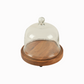 Sweet Haven Acacia Wood Cake Stand with Glass Dome