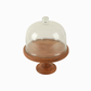 Party Bell Acacia Wood Cake Stand with Glass Dome