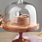 Party Bell Acacia Wood Cake Stand with Glass Dome