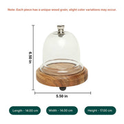 Candy Glow Acacia Wood Cake Stand with Glass Dome