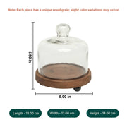 Sugary Affair Acacia Wood Cake Stand with Glass Dome