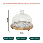 Frosty Bliss Acacia Wood Cake Stand with Glass Dome