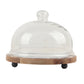 Frosty Bliss Acacia Wood Cake Stand with Glass Dome