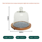 Candy Cloud Acacia Wood Cake stand with Glass Dome