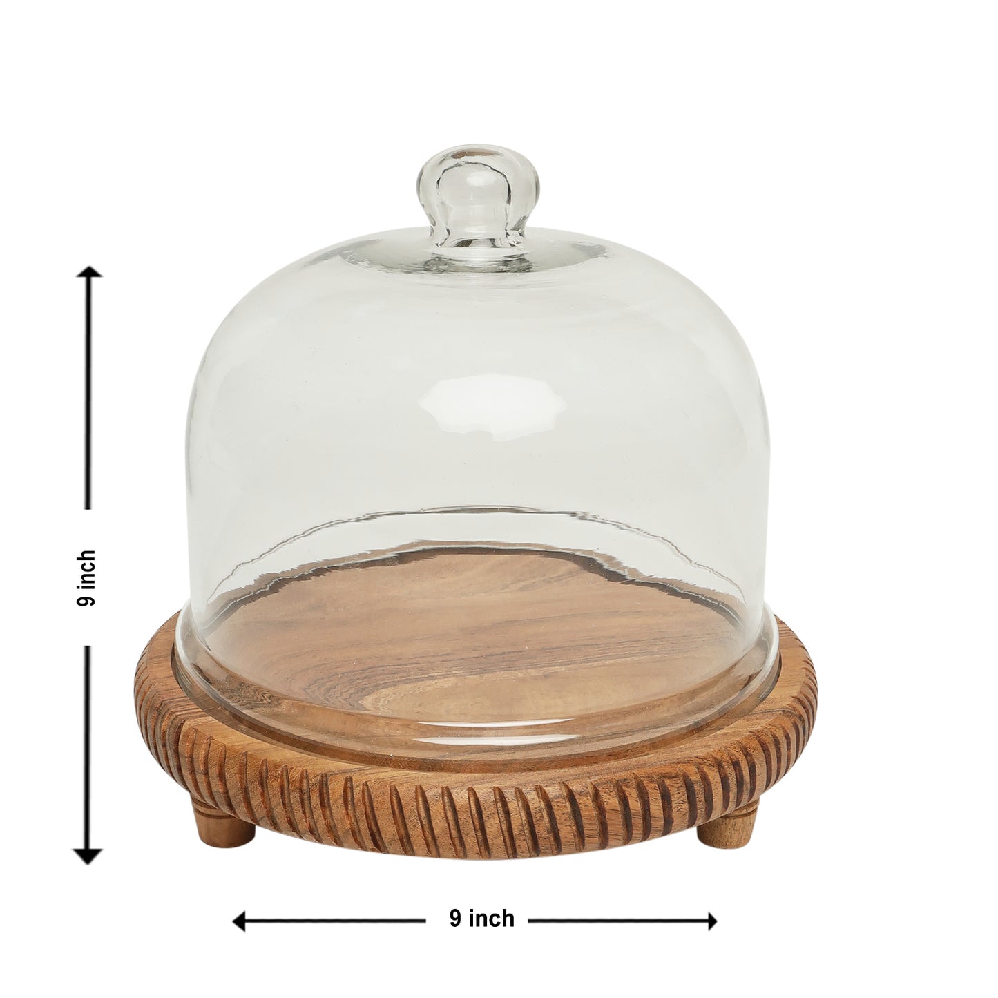 classic knob acacia wood cake dome