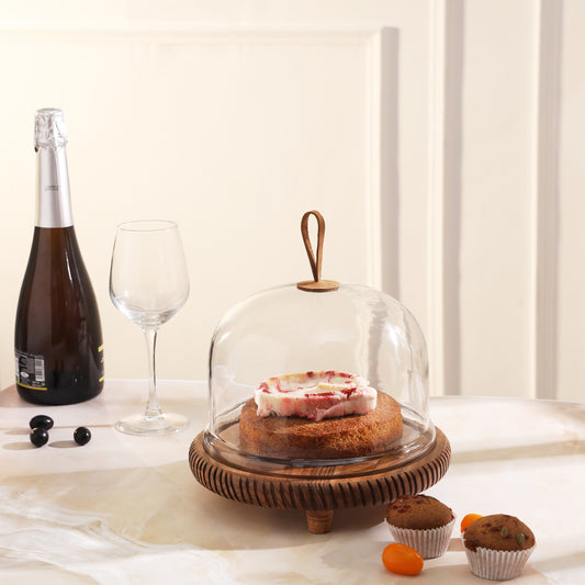 Vinso acacia wood cake dome