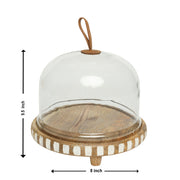 Dessert Deck acacia Wood Cake Stand with Glass Dome
