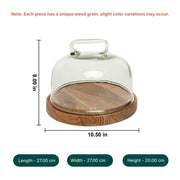 Sweet Vault Acacia Wood Cake Stand with Glass Dome